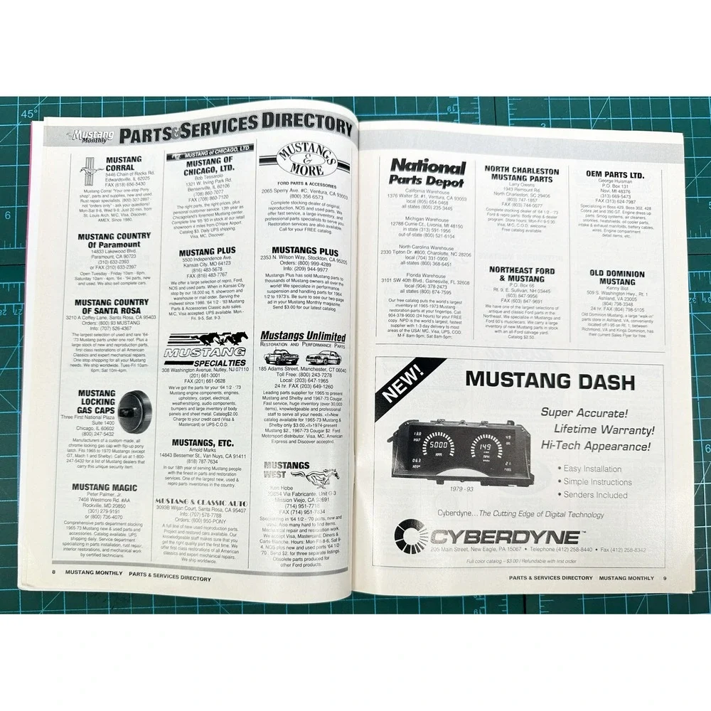 Vintage Mustang Monthly Parts & Services Directory Owner Guide Supplier Roster